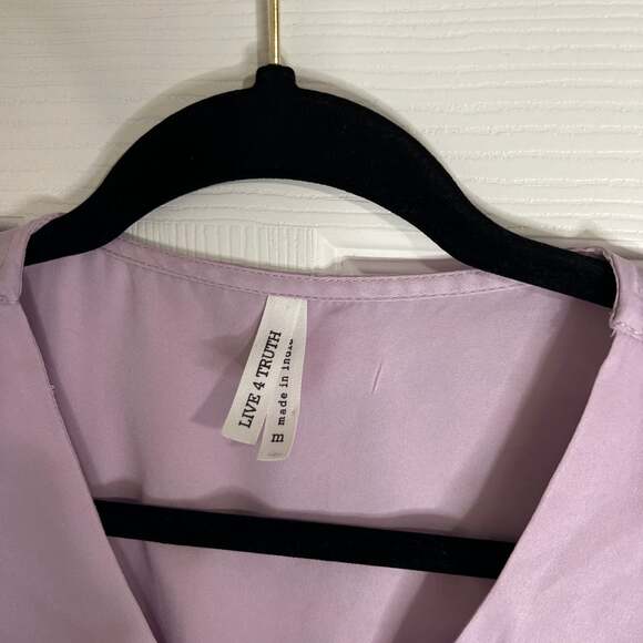 Live 4 Truth Lavender V-Neck Smocked Peplum Top with Ruffle Flutter Sleeves - Picture 2 of 6